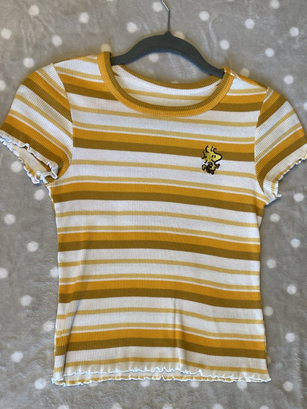Peanuts yellow-stripped Woodstock Baby Tee